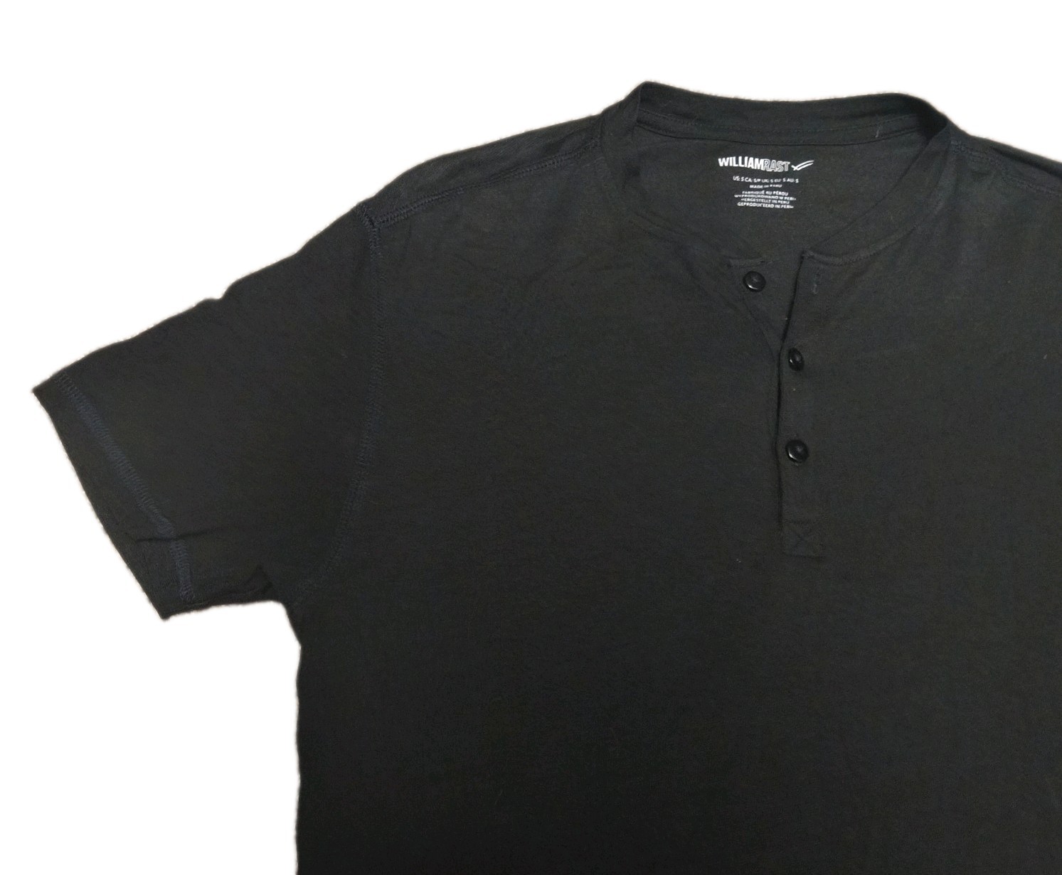 William Rast Mens Polo Black Short Sleeve Knit Button Down Size Small S