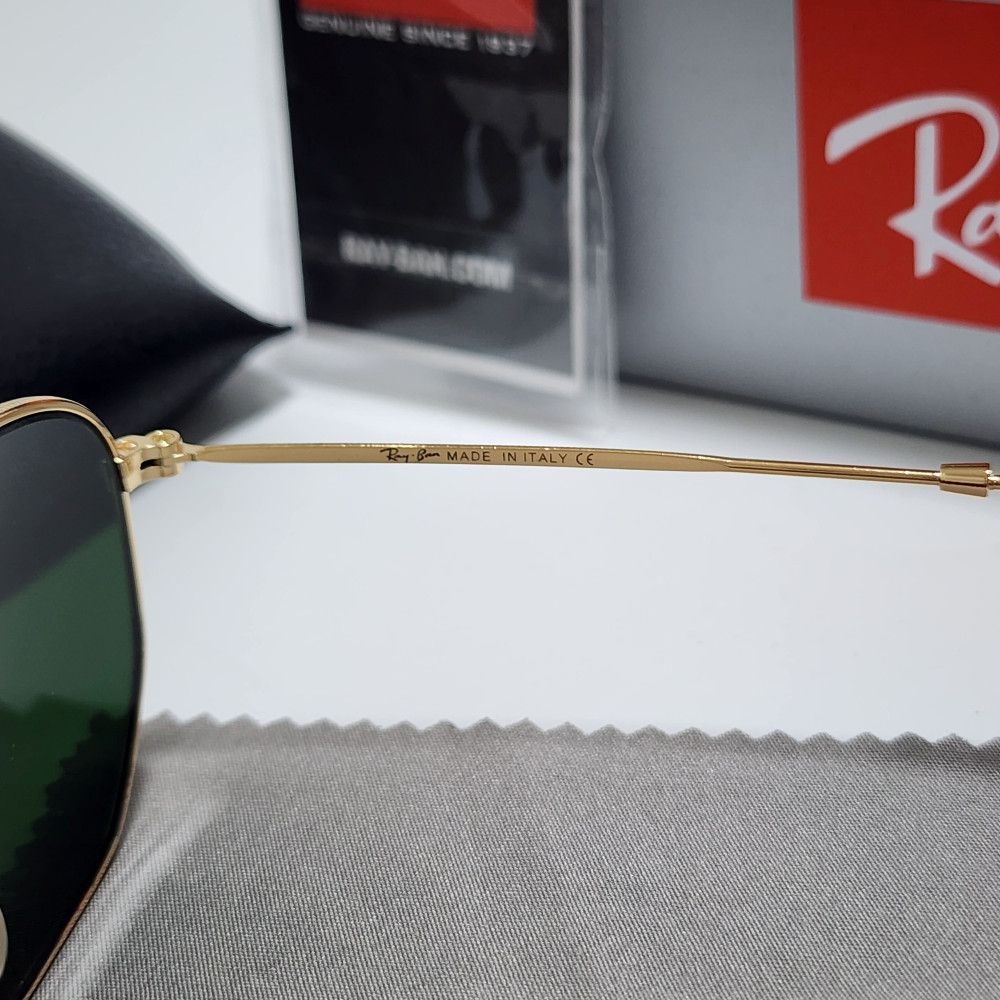 Ray-Ban RB3548N Hexagonal Sunglasses Gold Frame Glass Green Lens 51 mm