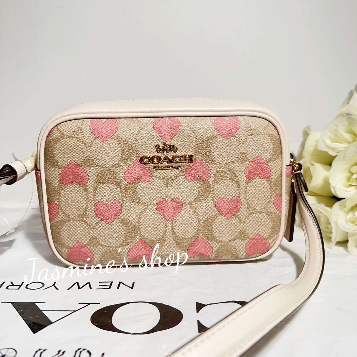 NWT Coach Mini Jamie Camera Crossbody Bag With Heart Print For Valentine’s Day