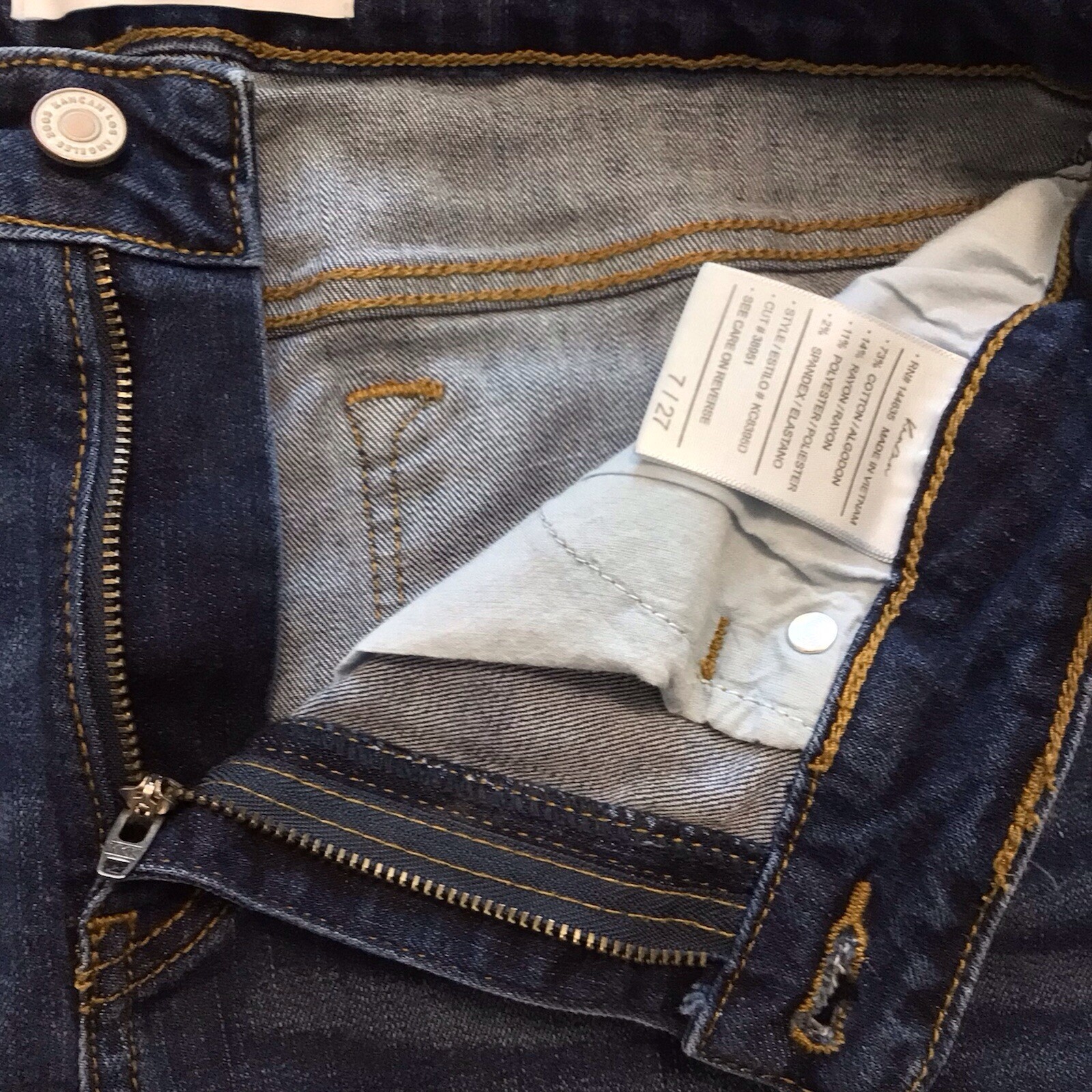 KanCan Mid Rise Skinny Raw Hem Ankle Jeans Medium Distressed Rinse 7/27
