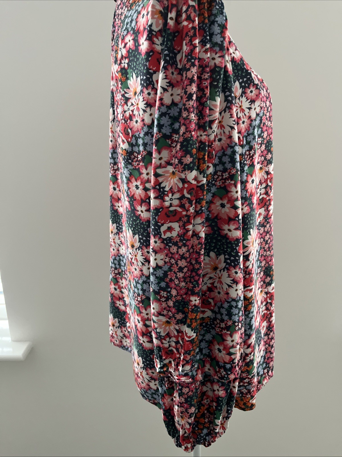Long Sleeved Blouse M&S Pink Blue White Floral UK 10 Ladies