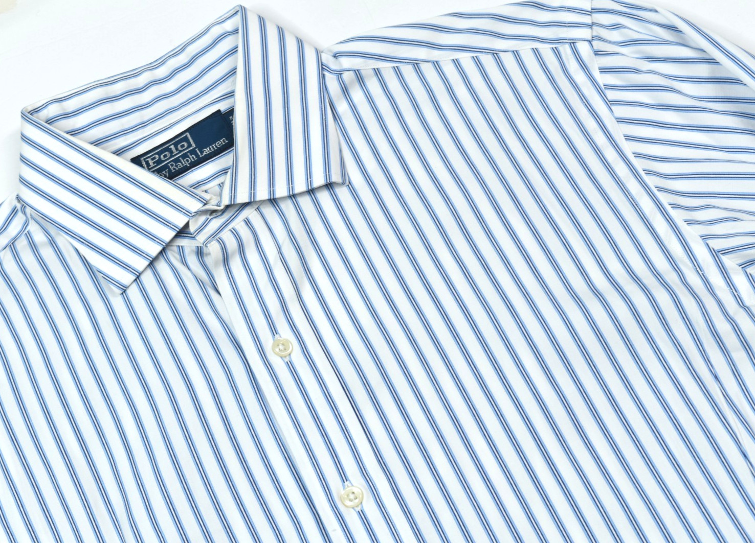 Polo Ralph Lauren Shirt Mens 16.5 Blue Striped Long Sleeve Button-Up Cotton