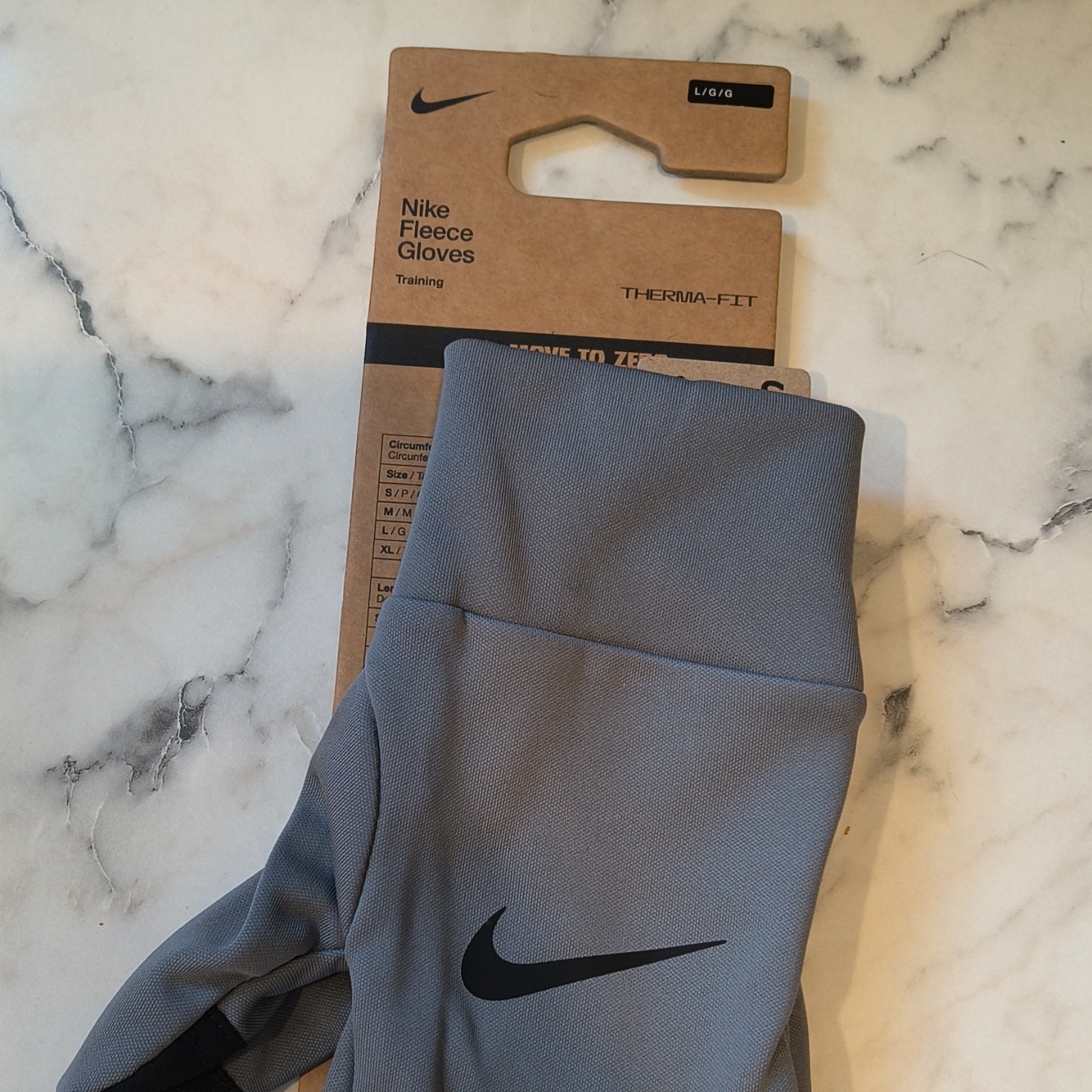 Nike Therma-FIT Men’s Fleece Training Gloves, Gray Solid, Wrist, L/G