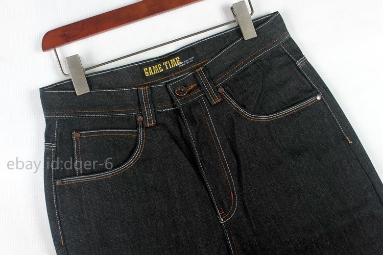 New Men’s Black Jeans Denim Baggy Loose Casual Pants Trousers Hip-Hop W30-W42