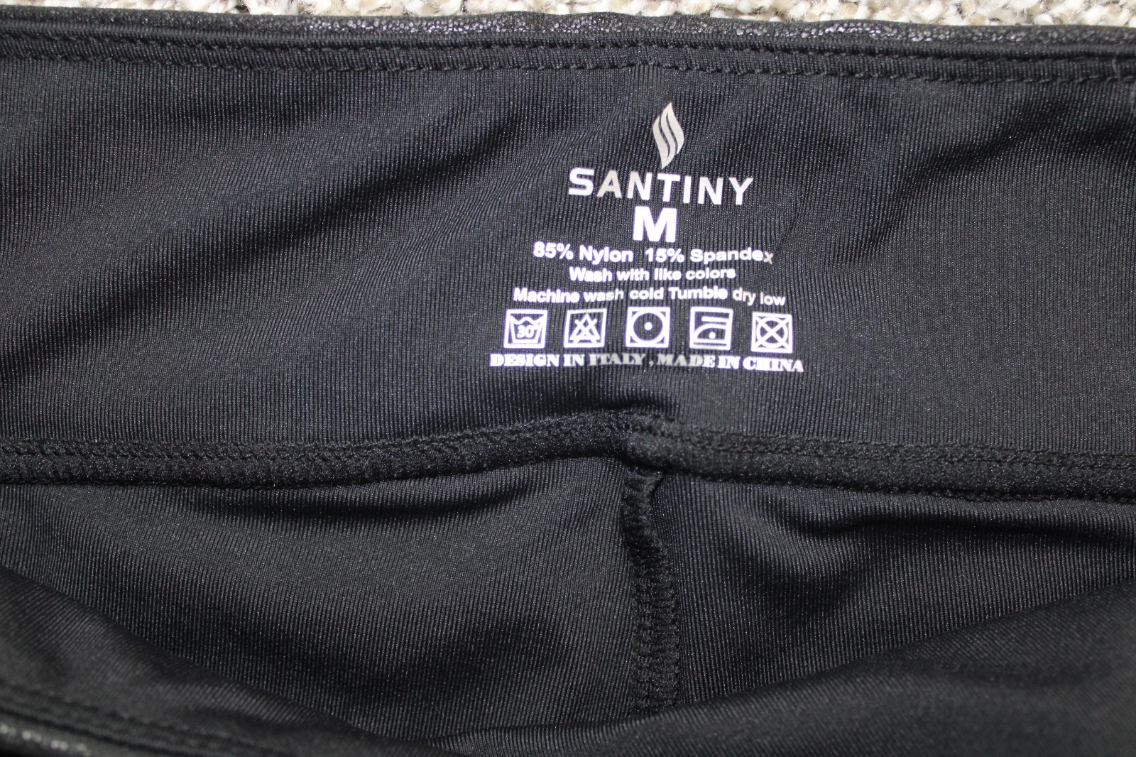 Santiny Pants Womens Medium Black Faux Leather Stretch Pull On