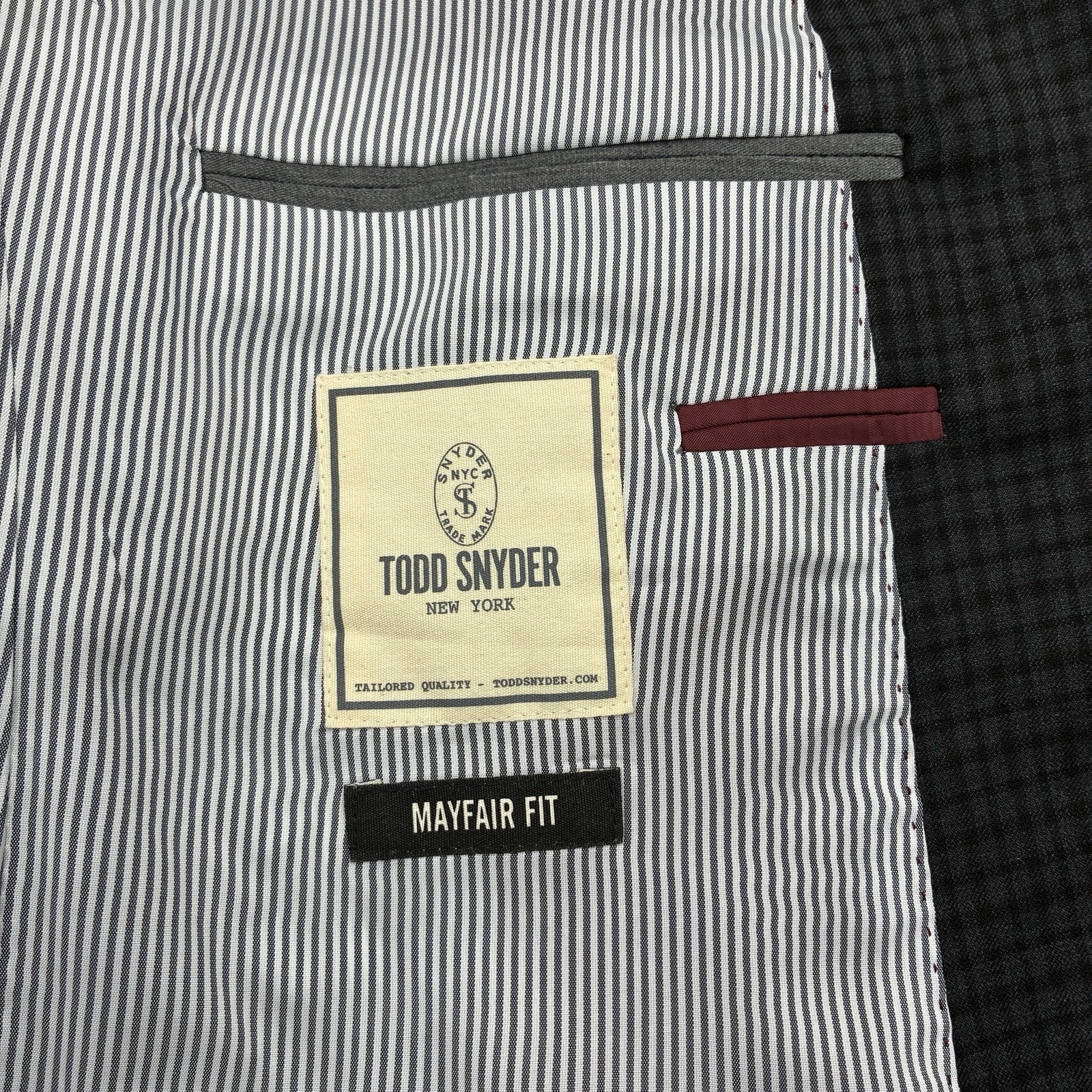 Todd Snyder Mayfair Fit Blazer 44R Charcoal Guncheck Wool USA Made Mens