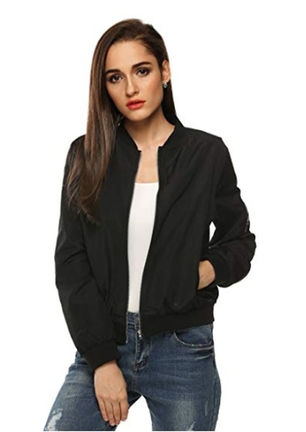 【Must GO】HAODUOYI Womens Classic Quilted Jacket Short Bomber Jacket Coat
