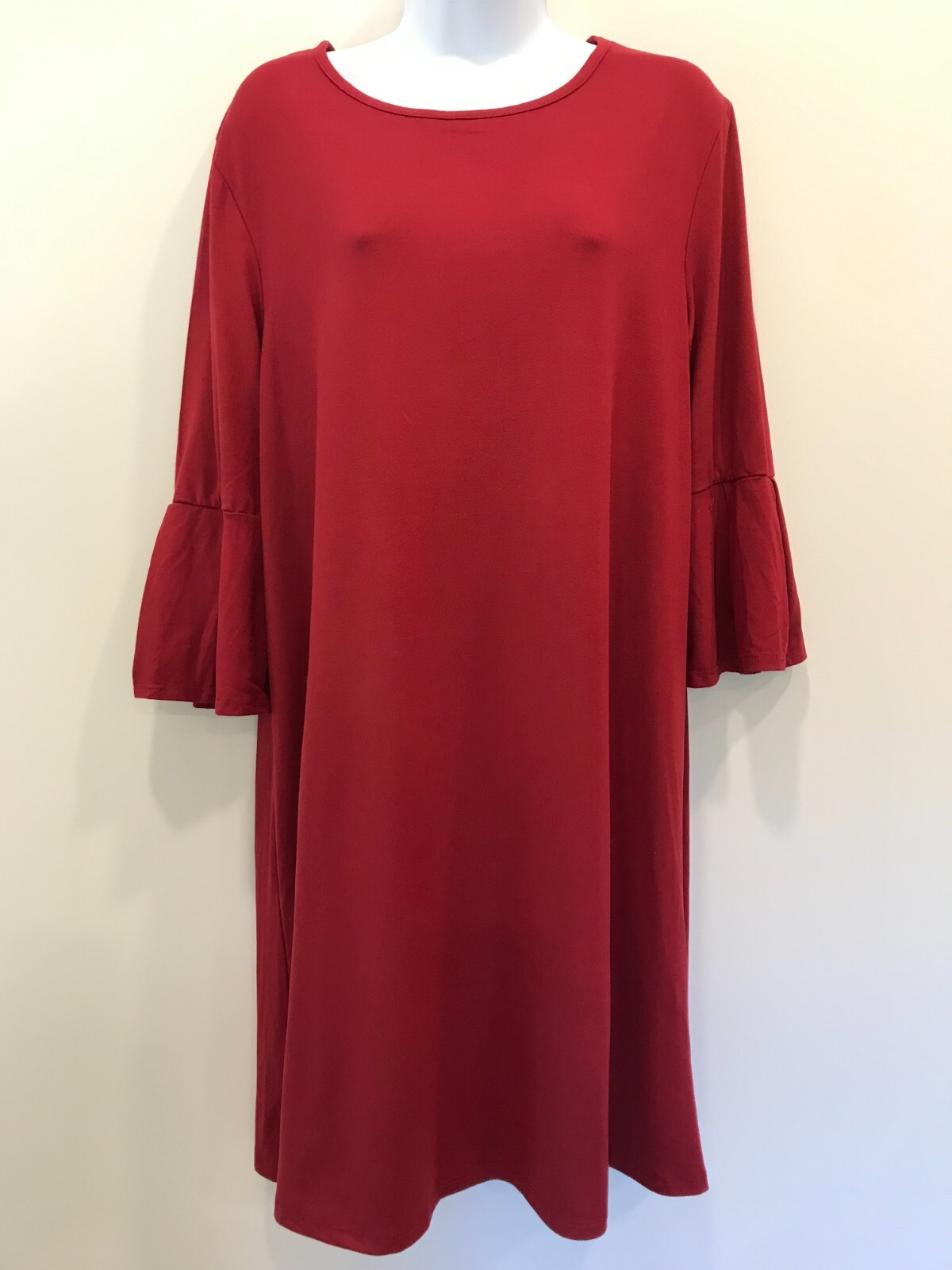 LIME N CHILI STRETCHY DRESS BURGUNDY WITH 3/4 SLEEVES SIZE LARGE