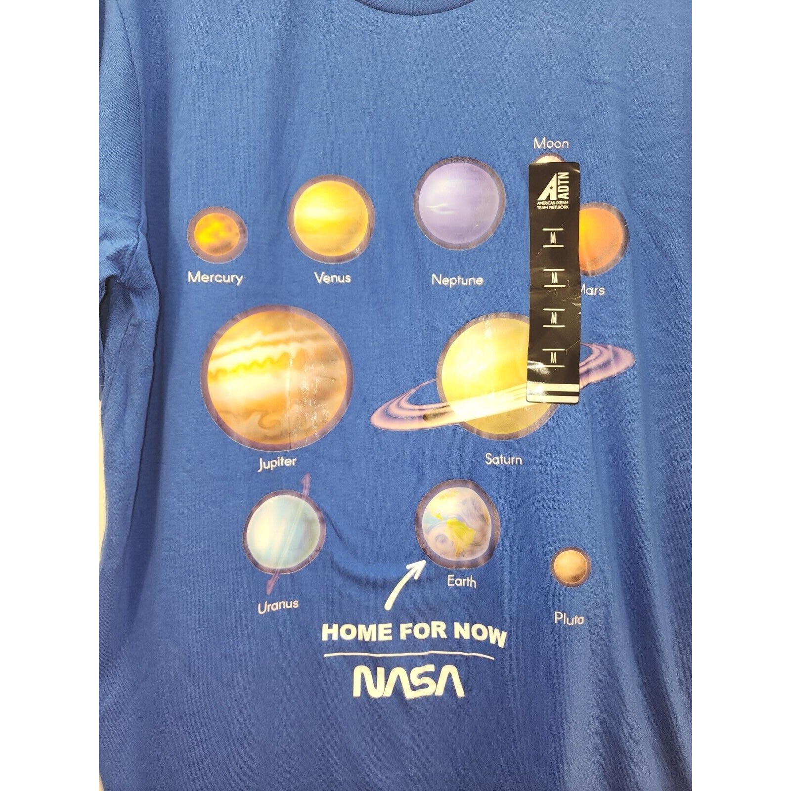 NASA Solar Tshirt Large Blue Planets Short Sleeve Mens ADTN 100% Cotton Graphic