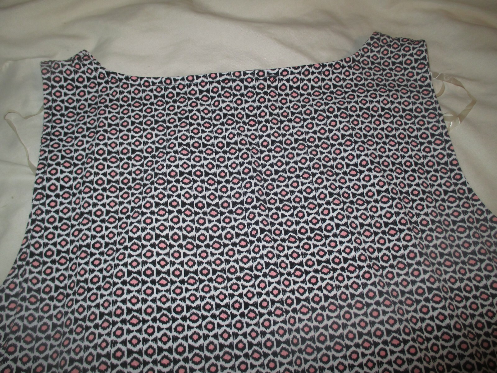 Jones New York White Brown Pink Geo Sleeveless Side Zipper Top Large