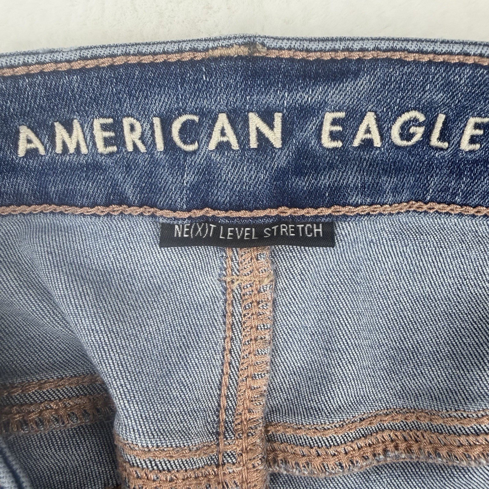 American Eagle High Rise Shortie Denim Jean Shorts Women’s Size 8 Distressed