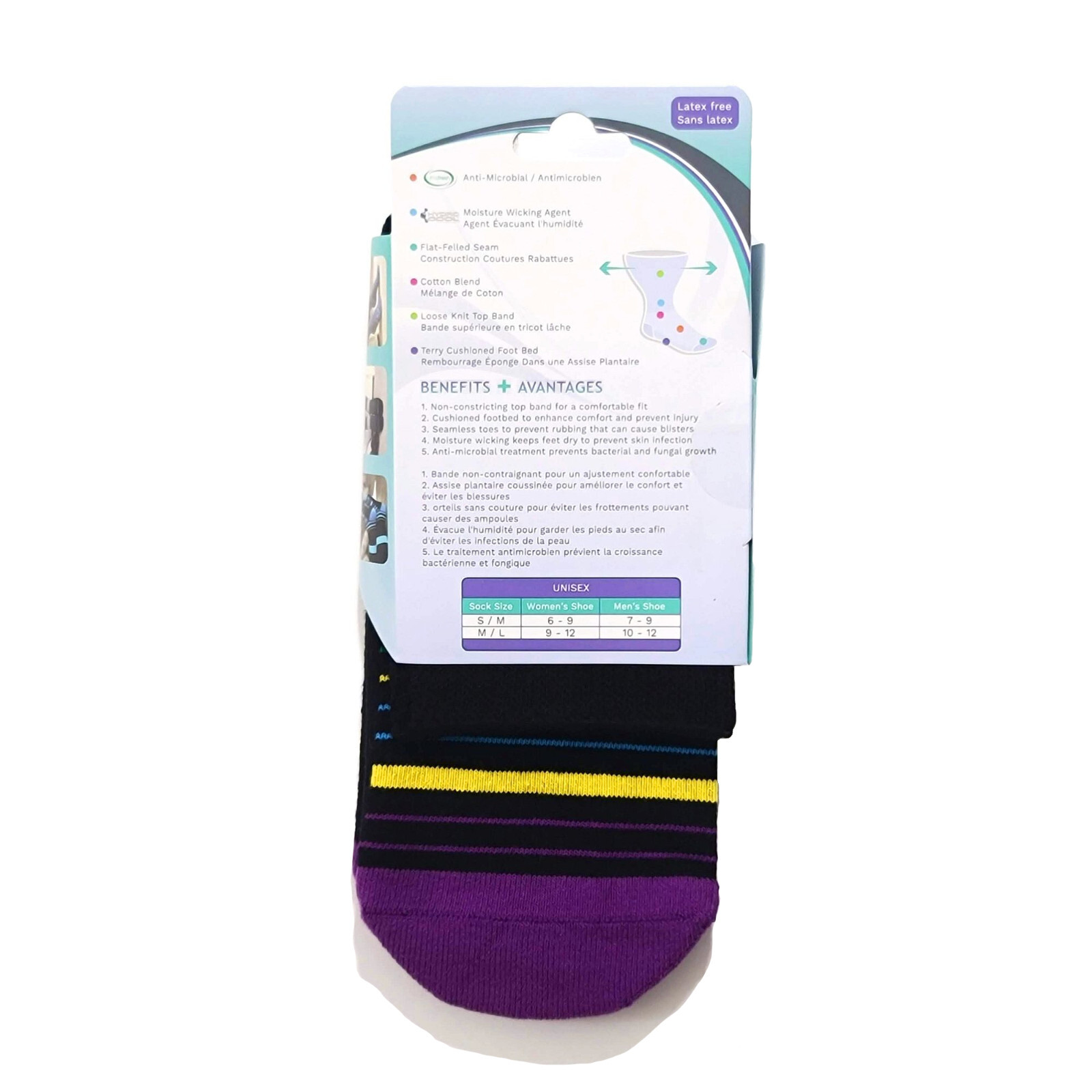 Dr. Segal’s unisex Diabetic socks purple & black stripes S/M