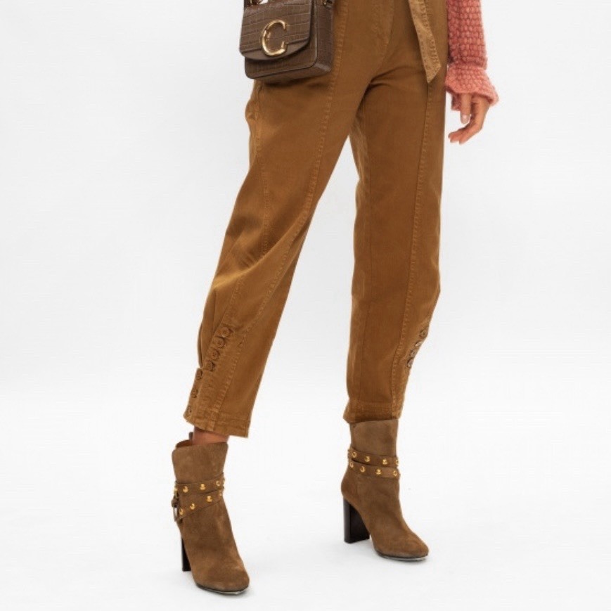 See By Chloe Janis Brown Nubuck Suede Ankle Boots Straps Studs EU 37 US 6.5