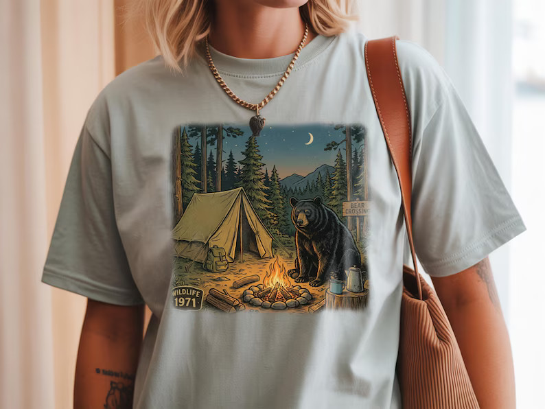 Camping Bear Nature Outdoor Adventure Comfort Tee
