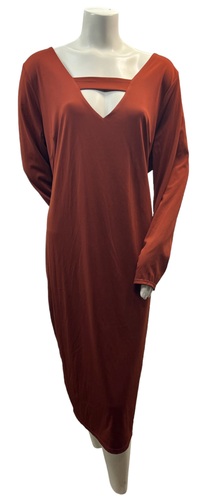 Bar III Bodycon Dress Womens Plus size 3X Copper Brown Long Sleeve Stretch New