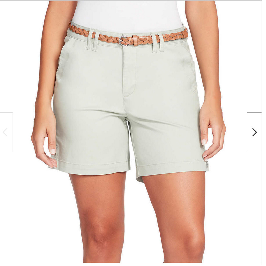 GLORIA VANDERBILT WOMEN’S BELTED VIOLET ULTRA STRETCH SHORTS(DESERT SAGE 20W)NWT
