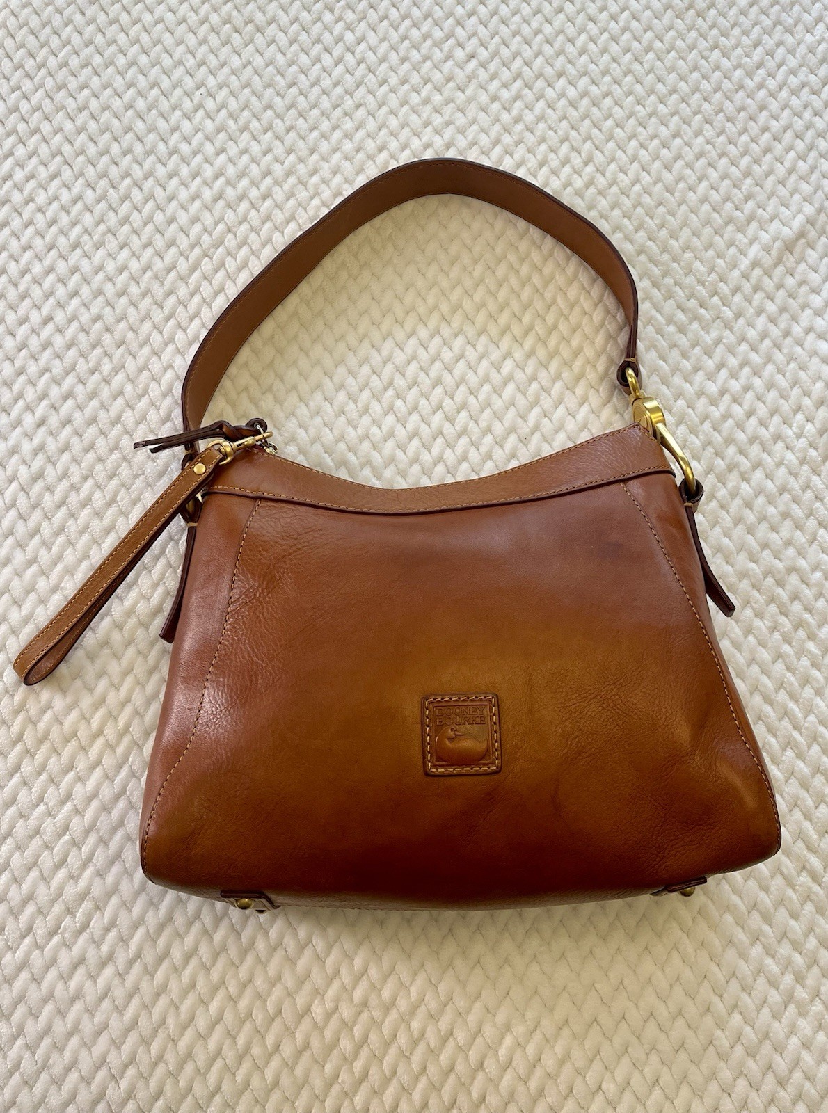 Dooney & Bourke Florentine Large Cassidy Hobo Bag Natural, Zip, Gold Hardware