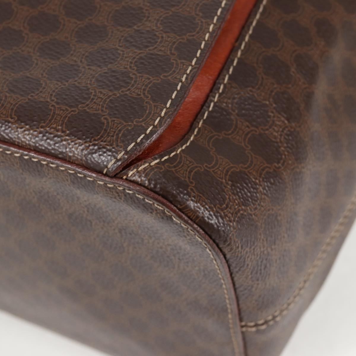 CELINE Macadam Canvas Backpack PVC Leather Brown Gold Auth 133049