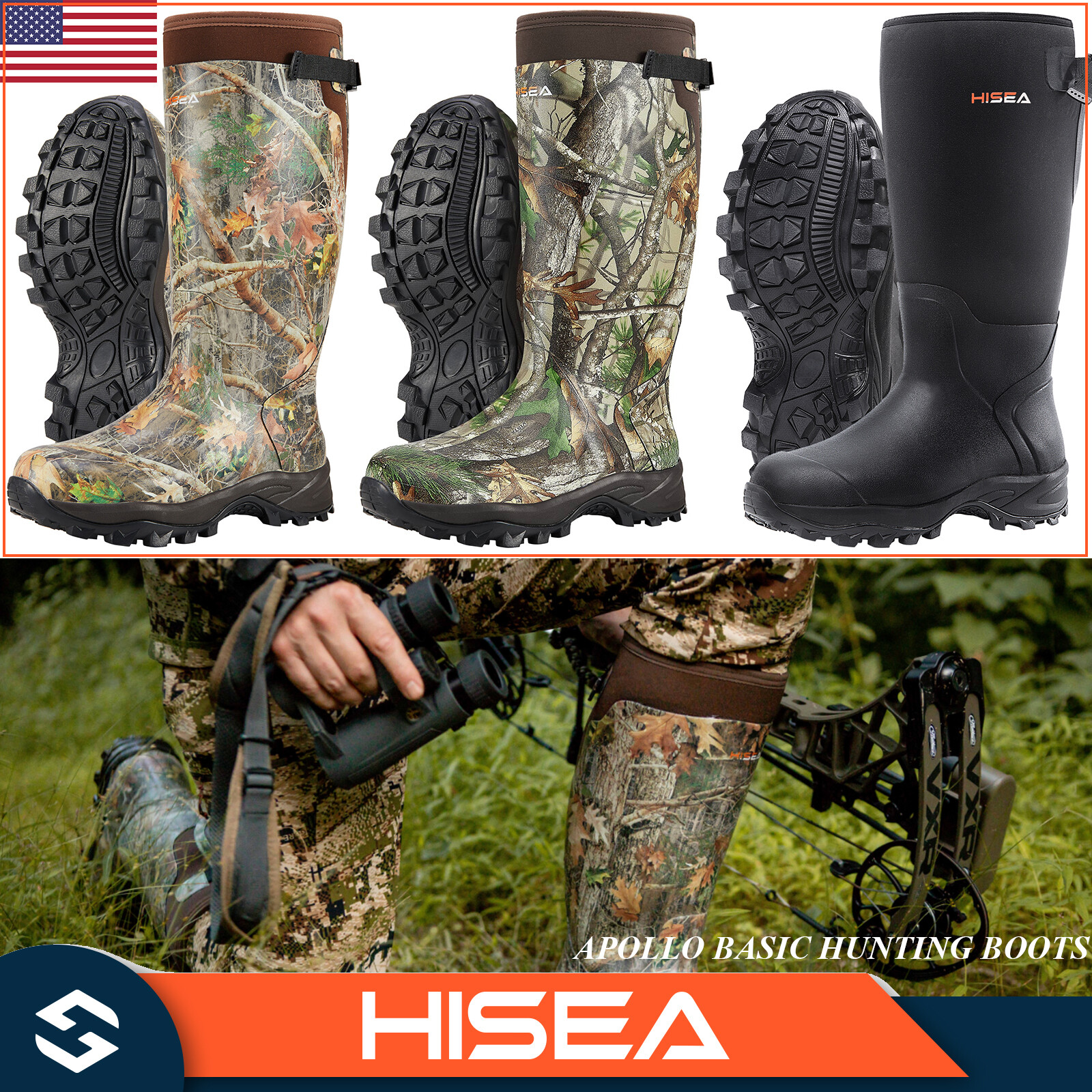 HISEA Men’s Hunting Boots Neoprene Insulated Rain & Snow Muck Mud Working Boots