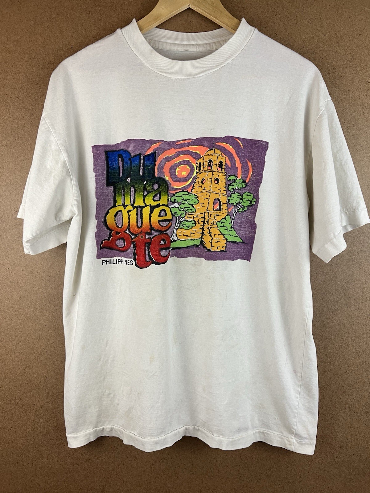 VTG Distressed Faded Ratty Philippines Dumaguete Tourist Tee Single Stitch M