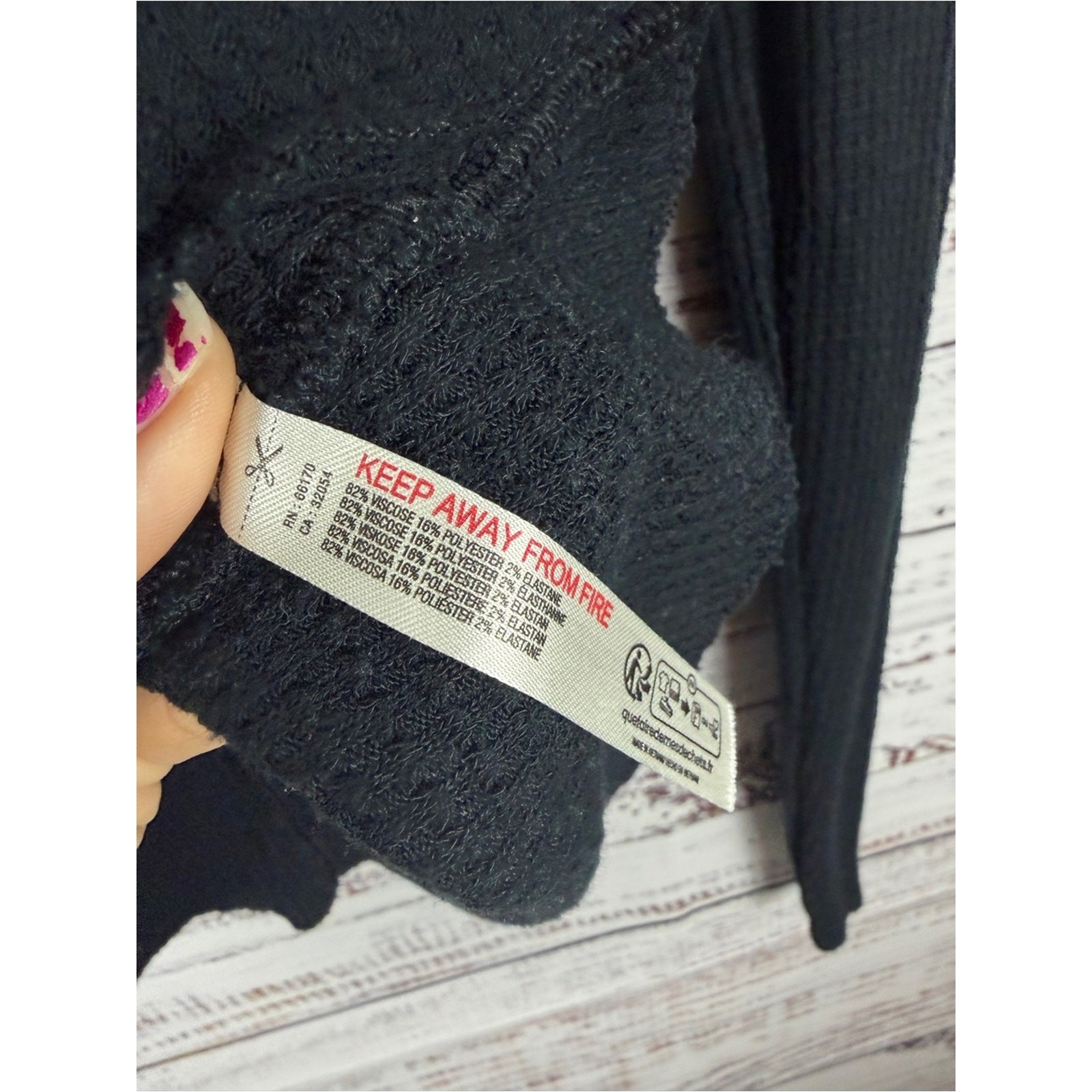 Free People Intimately Waffle Knit Snap Front Cardigan Top Black L