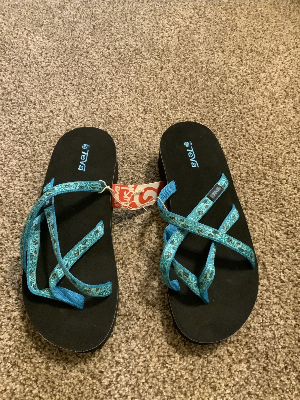 Teva Women’s Mandalyn Wedge Black Blue Women’s Size 8 New