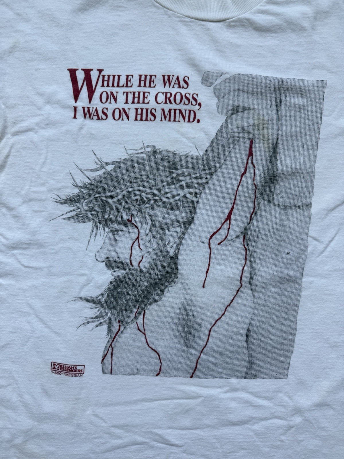 Vintage “While He Was On The Cross, I Was On His Mind” Jesus Tshirt Mens Large