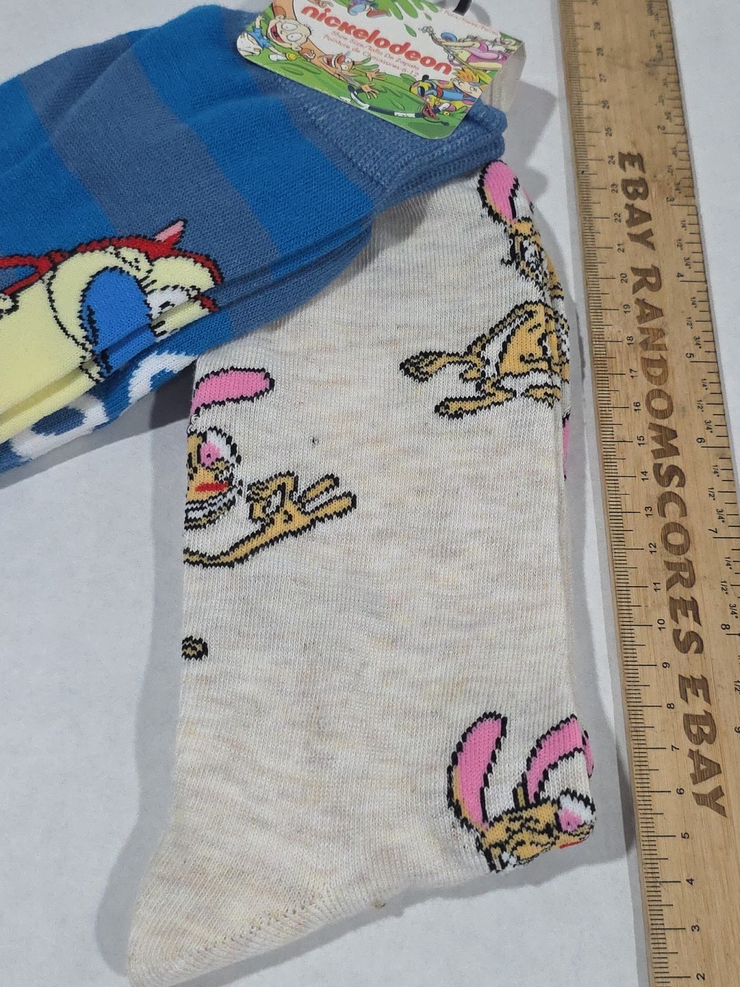 Nickelodeon Ren Stimpy Cartoon Novelty Socks 2 Pairs Unisex Fits Sizes 6-12 NWT