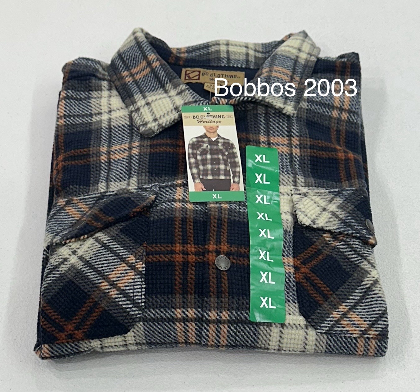 B.C. Clothing Men’s Textured Flannel Shirt, Blue, Size XL