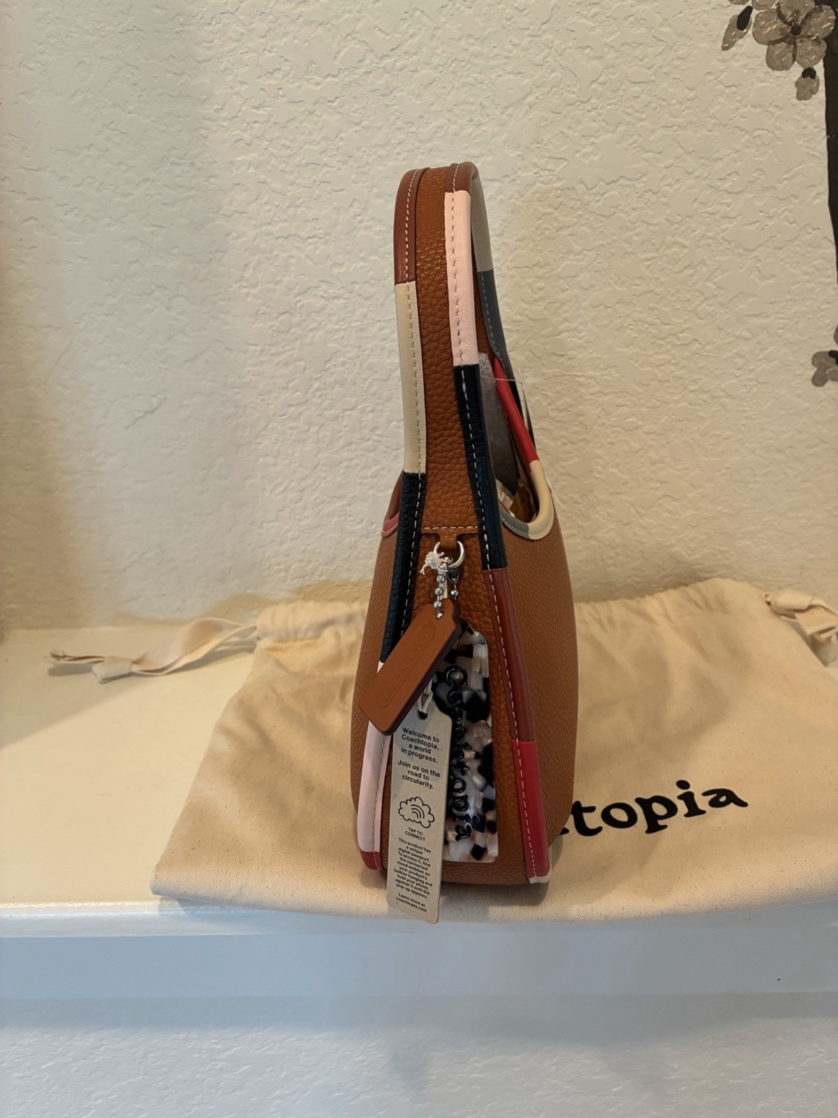 NEW Coach Coachtopia Burnished Amber Leather Ergo Colorblock Standard Bag