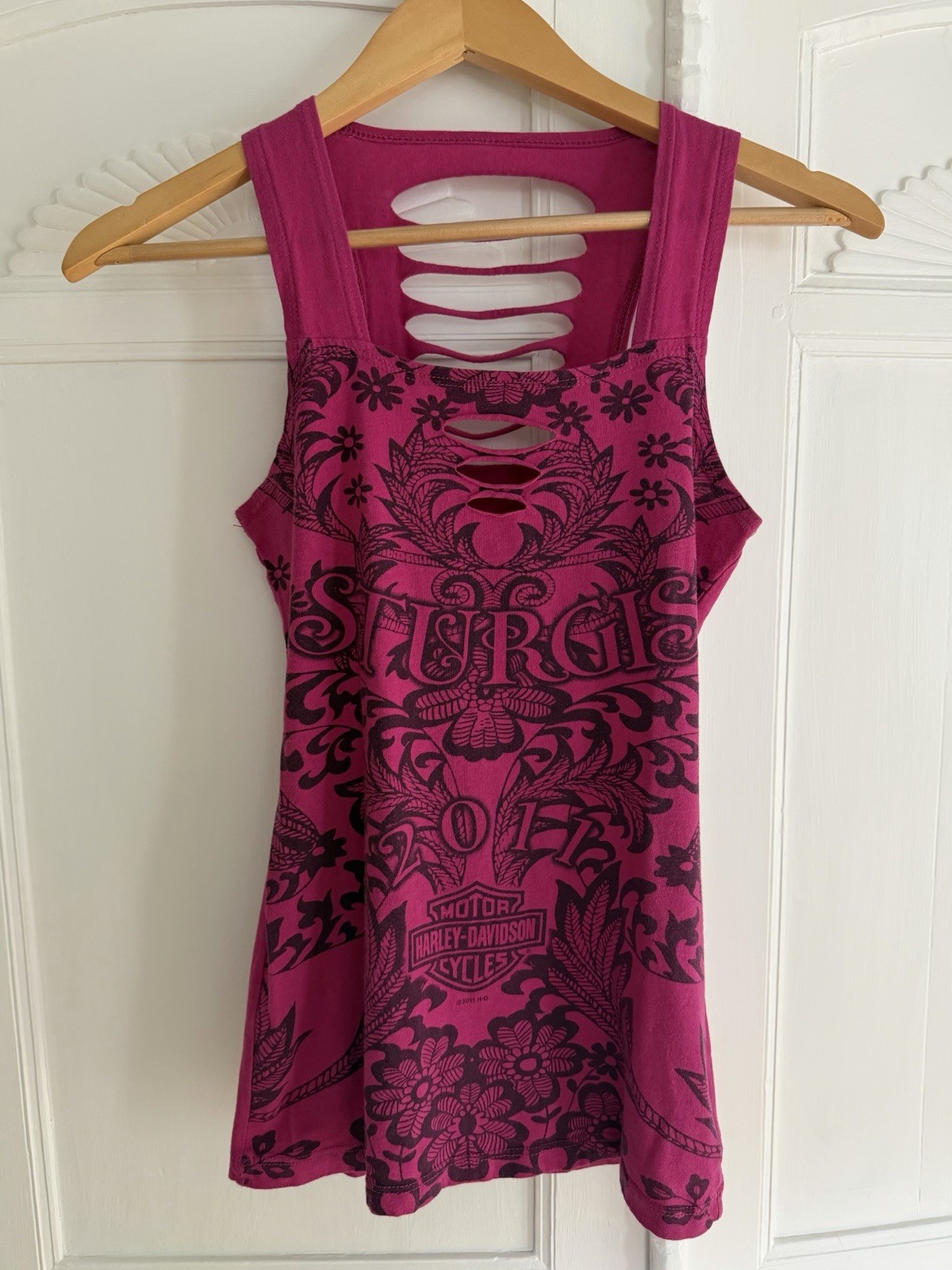 Harley-Davidson Sturgis Pink Cutout Sleeveless Tank Top ~Made in USA~ Size S – M