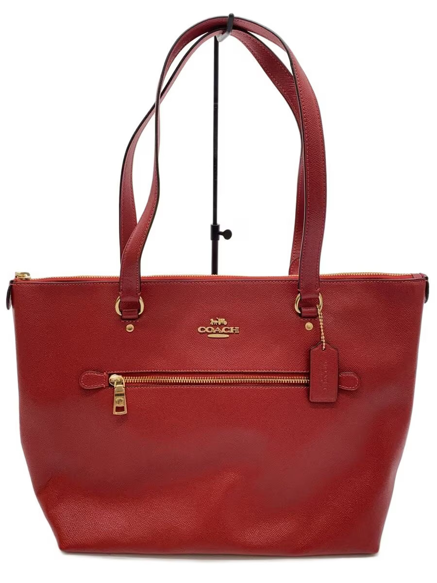 COACH Tote Bag, Leather, Red, Solid Color, F79608