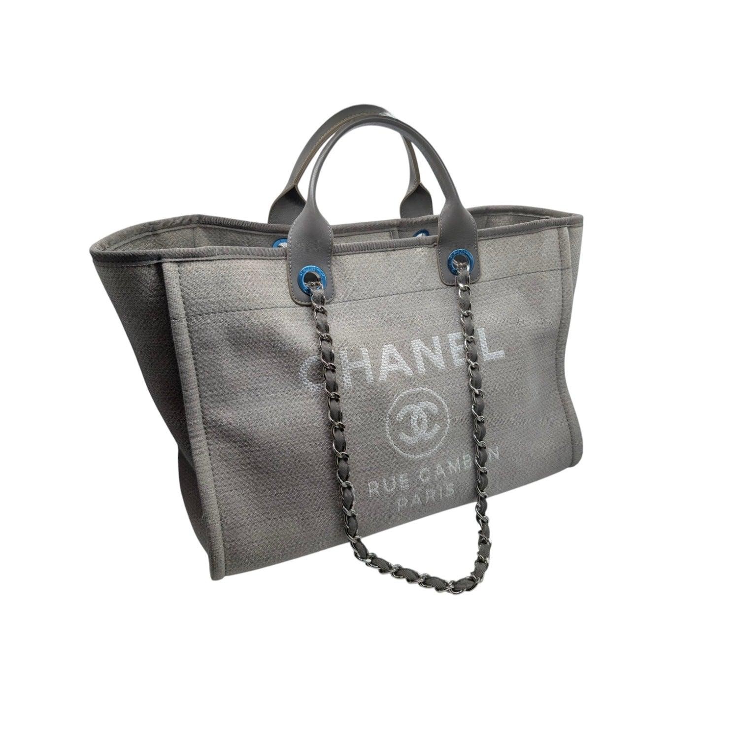 Chanel 2015 Medium Gray Deauville Shopping Tote