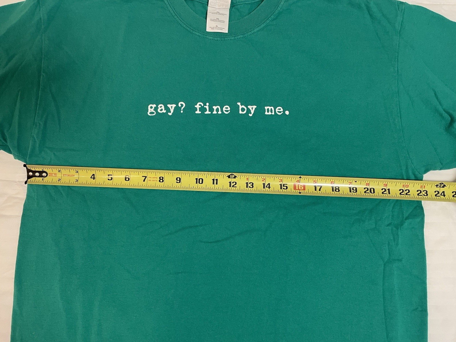 Vintage Y2k “Gay? Fine By Me” Comedy Humor Novelty Green T Shirt XL 2000s EUC