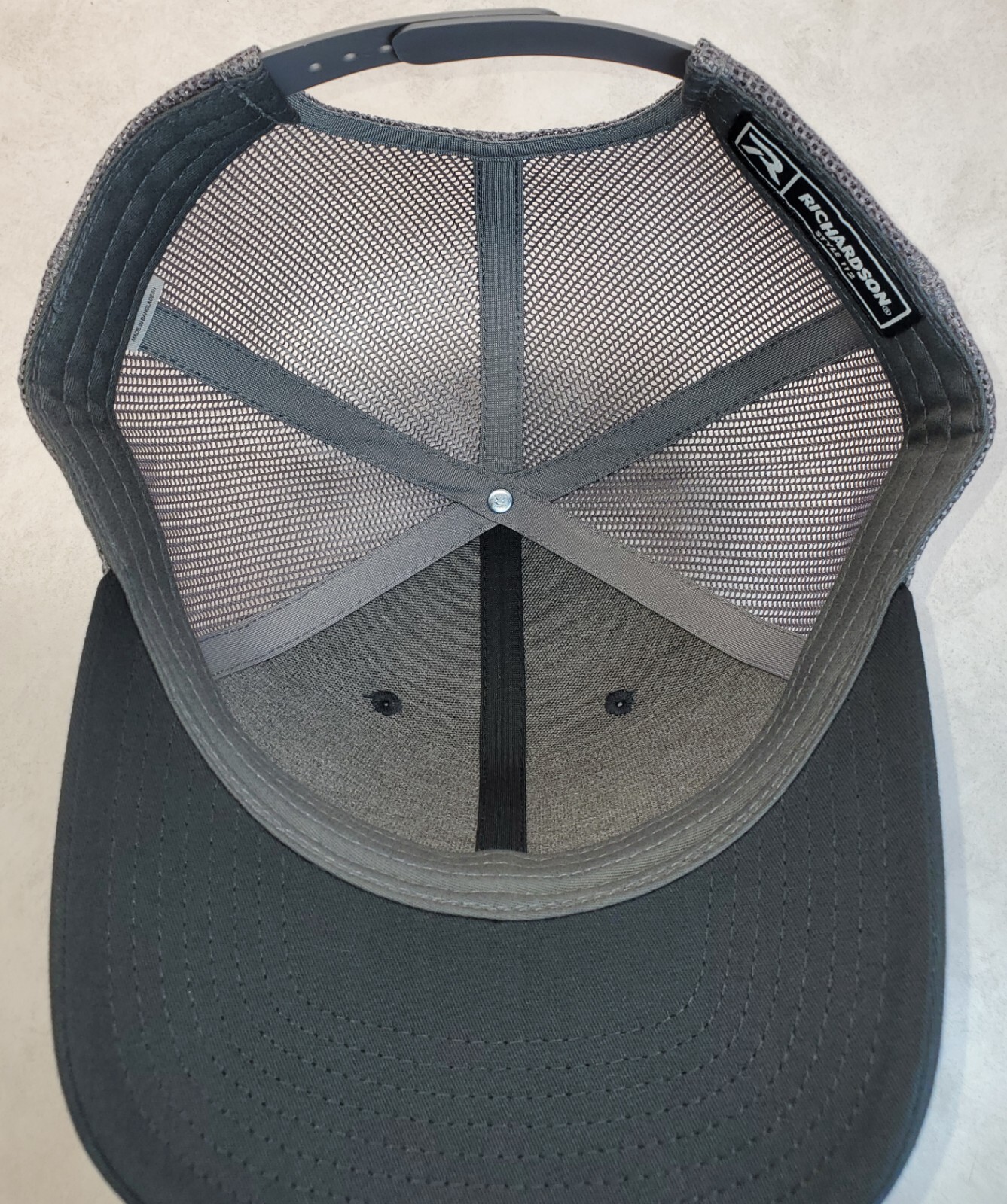 Honda Wing Logo Patch on Richardson 112 Trucker Hat Snapback Black/Charcoal