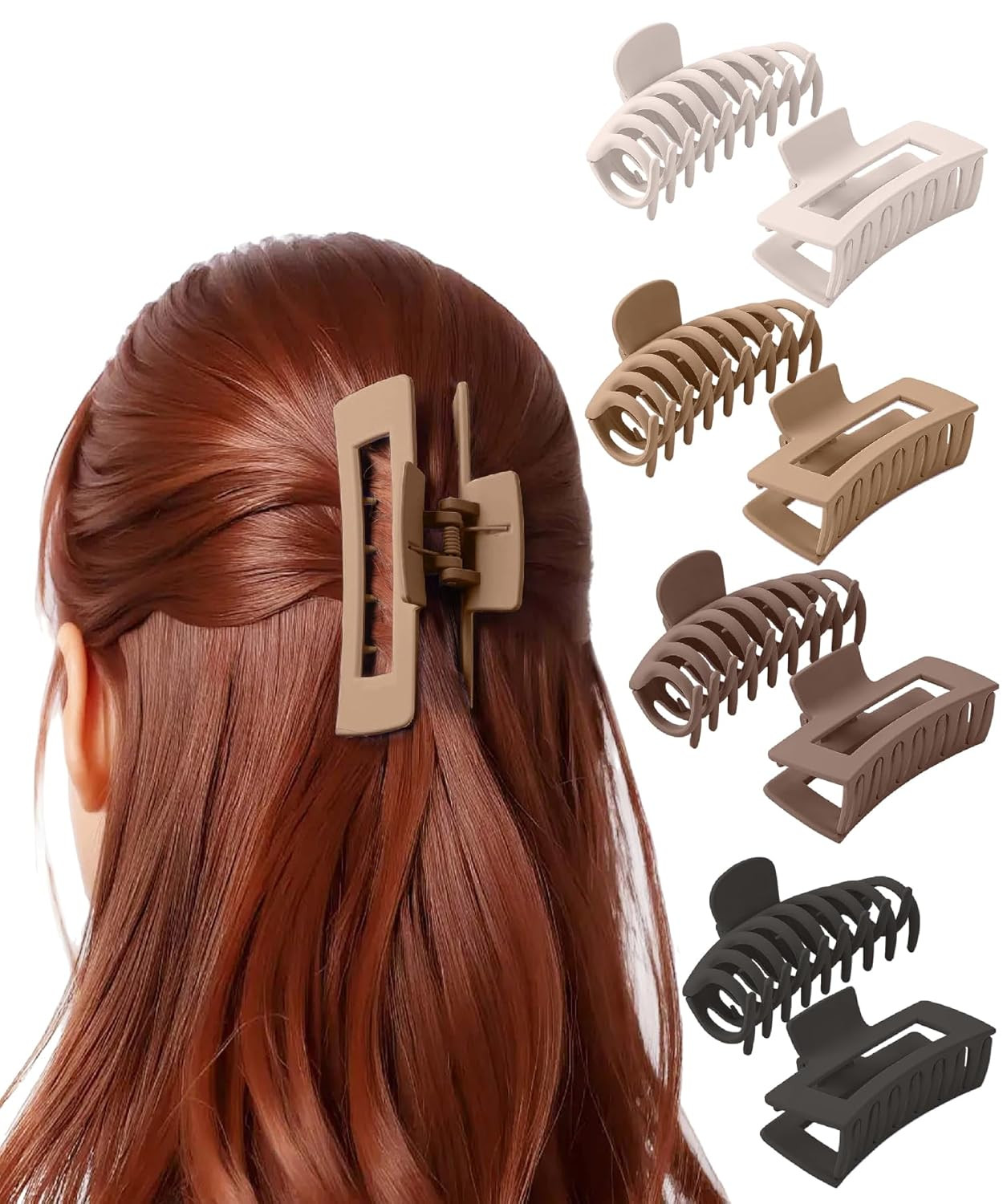 – Large Hair Clips for Women, 4.3 Inch, 8 Pack, Boho Essence, Strong Spring & Se