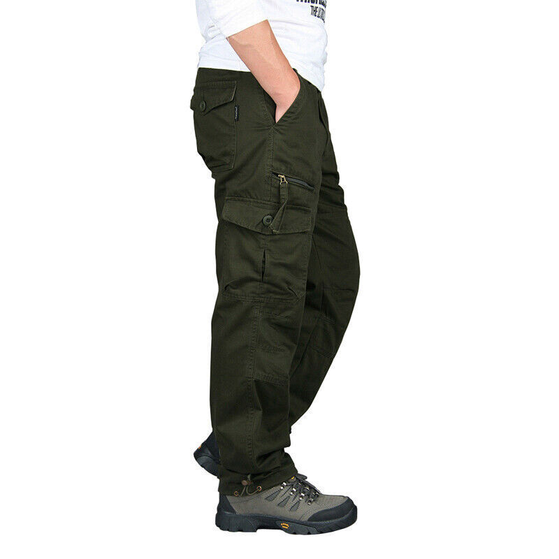 Mens Cargo Pants Work Pants Elastic Trousers Lightweight Combat Cotton Outdoor