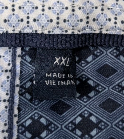 7 Diamonds 4 Way Stretch Shirt Mens 2XL Geometric Blue Button Up Short Sleeve
