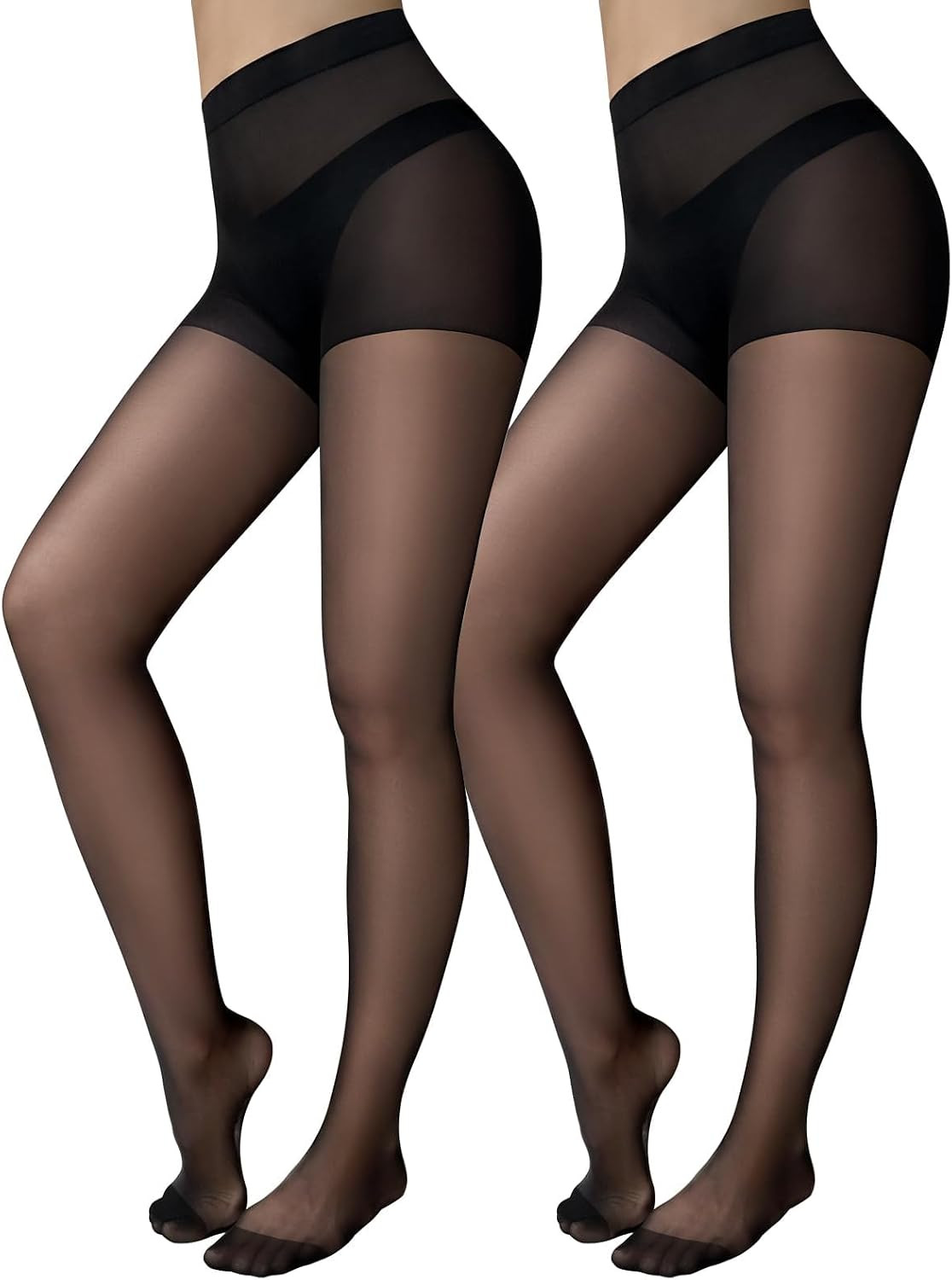 2 Pairs Black Sheer Tights for Women, 20D Pantyhose Stockings | 20D Sheer Black