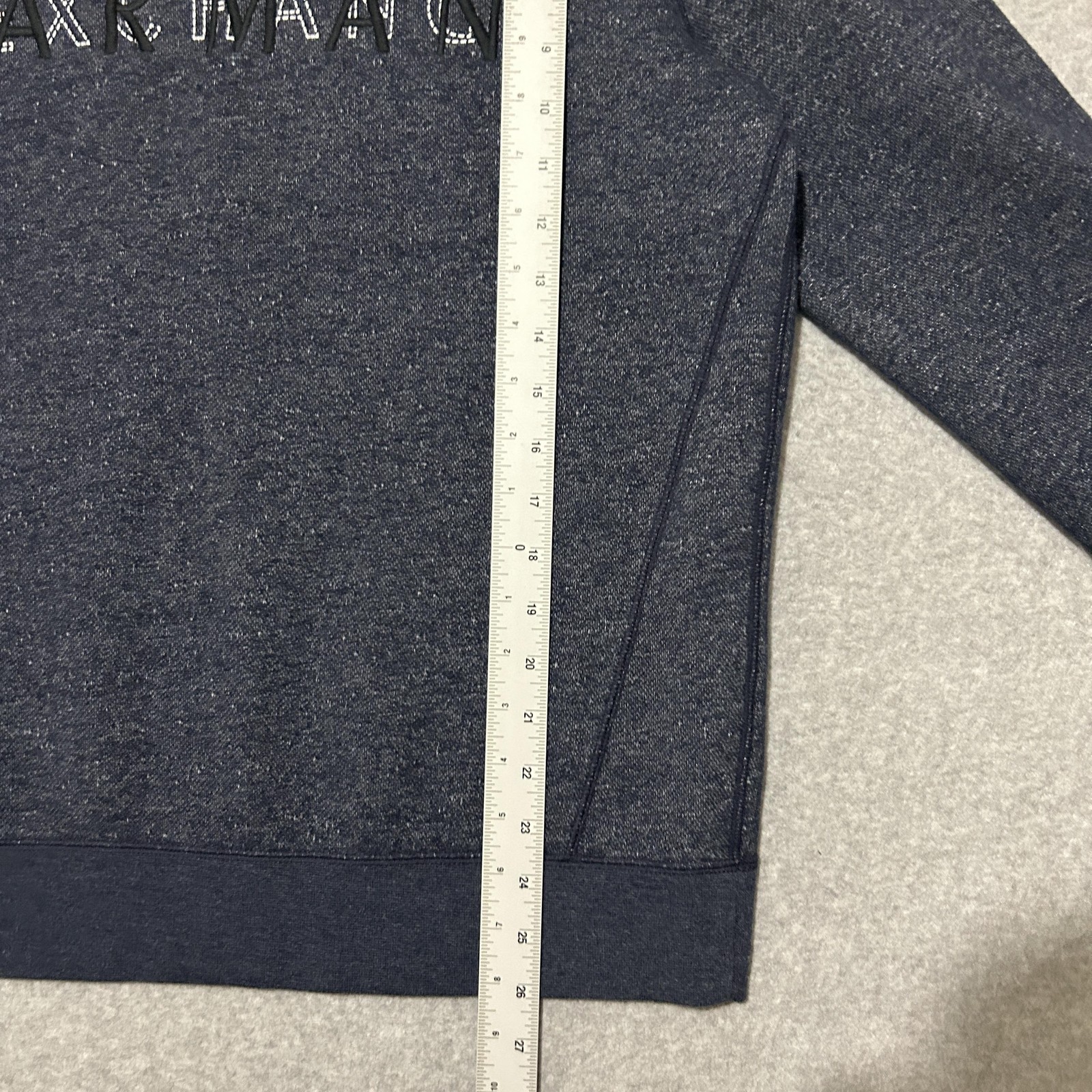 Armani Exchange Sweatshirt Mens Medium Blue Pullover Fleece Crewneck Logo Front