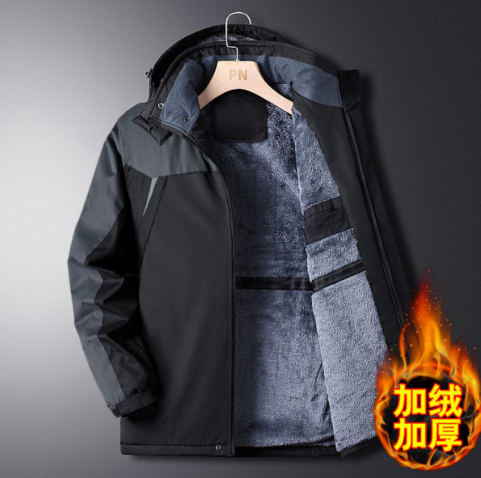 Winter Men Outdoor Windproof Jacket water-repellent Breathable Fleece Lined Coat