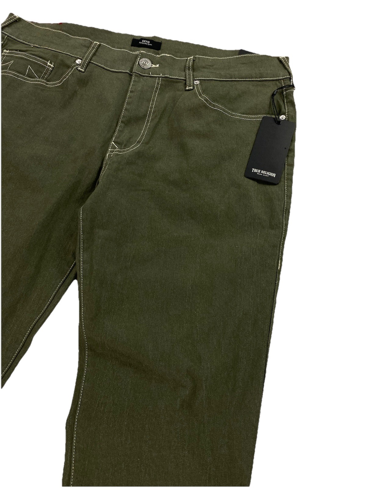 NEW True Religion Geno Relaxed Slim Kalmata Green Jeans Mens Size 36×32