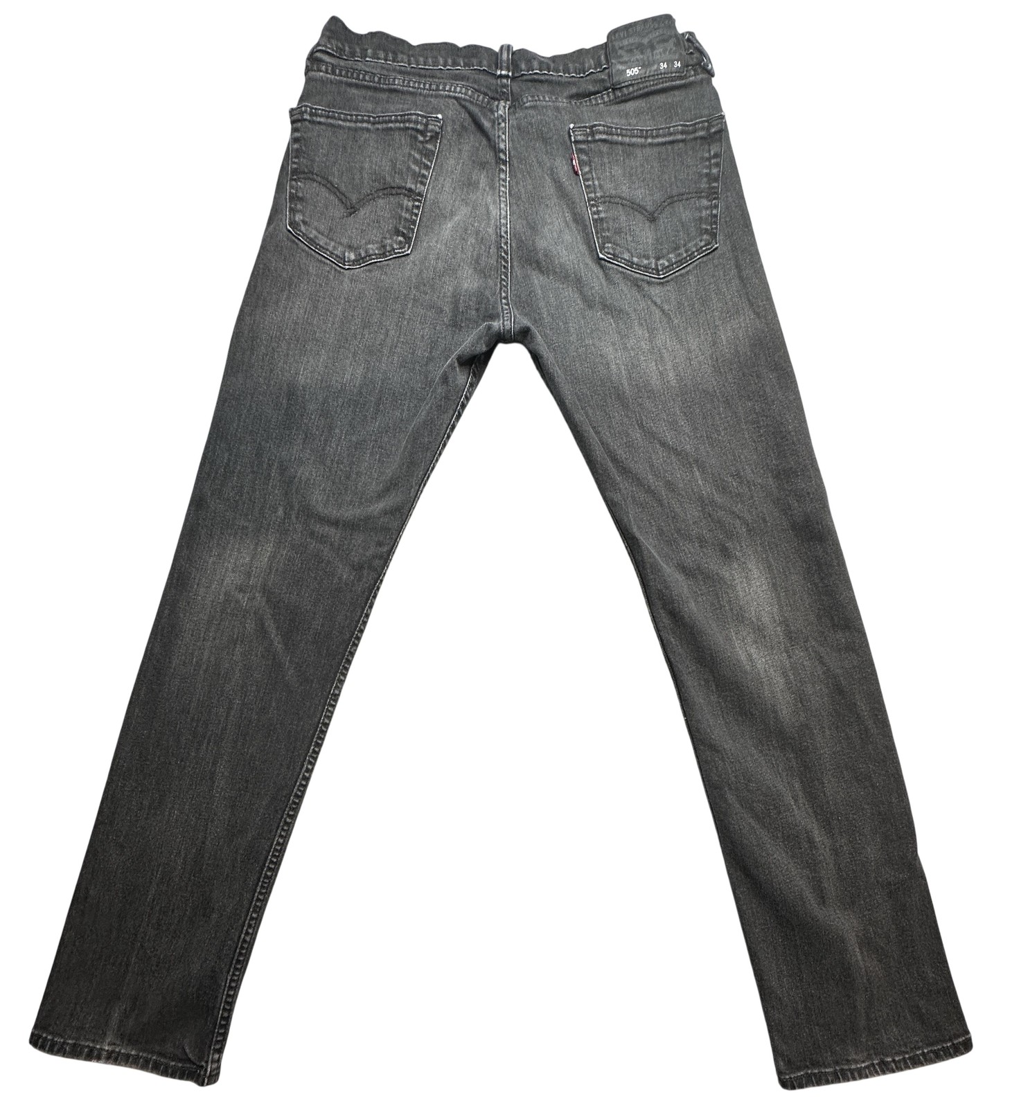 Levis 505 Jeans Mens 34×34 (32×31) Black Straight Fit Denim Stretch Red Tab