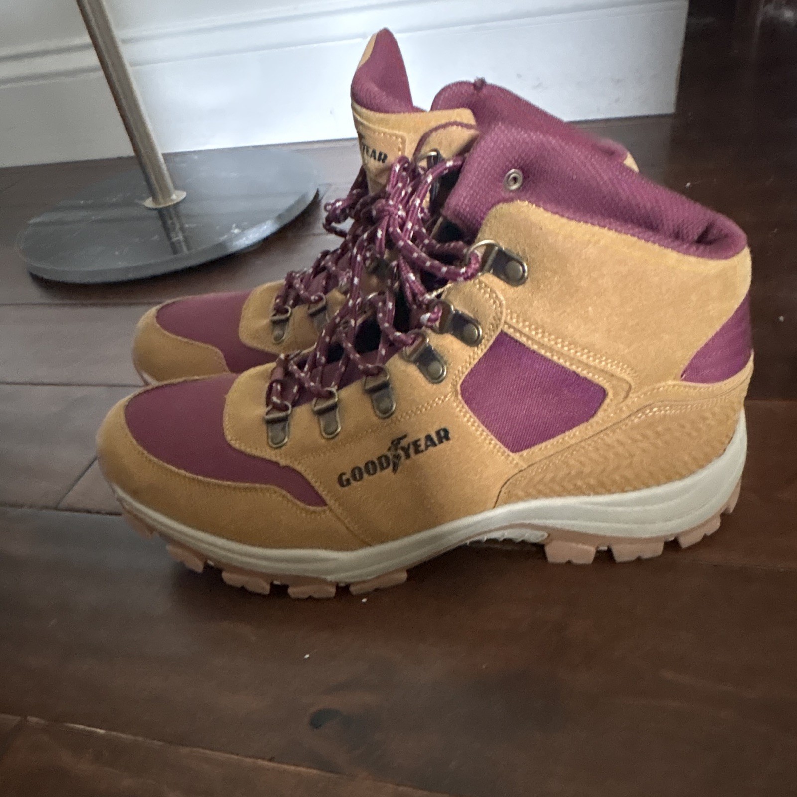 Goodyear Men’s Hiking/Work Ankle Boots Wheat/Burgundy US 12 M EU 46