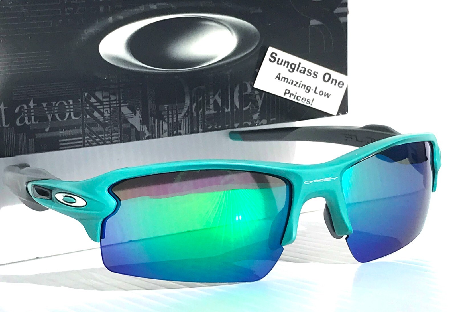 NEW Oakley FLAK 2.0 Matte Pacific Green POLARIZED Galaxy Jade Sunglass 9188