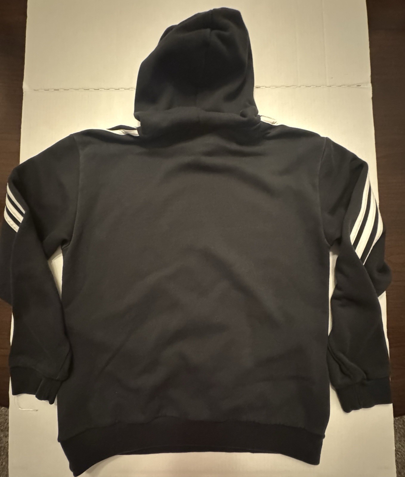 Pre Owned Excellent Adidas Pullover Hoodie Sweatshirt Embroidered Black Men Sz M