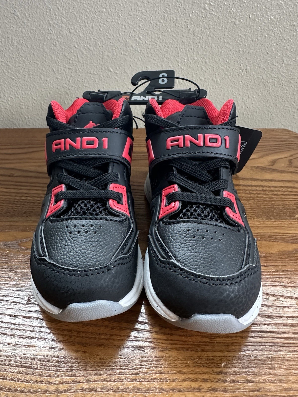 New AND1 Riot Boys Athletic Sneakers – Size 8 – Black/Red – Basketball Style