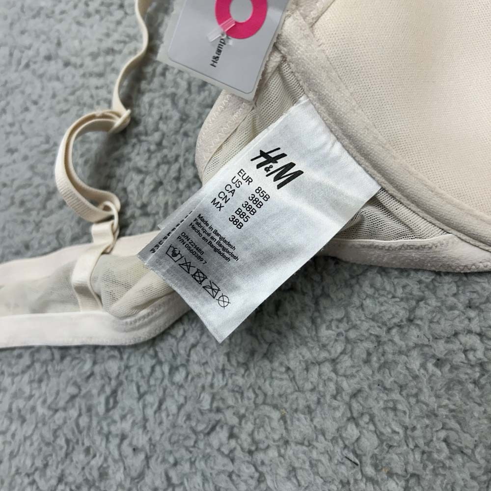 H&M Bra 38B Balconette Bra Lace White