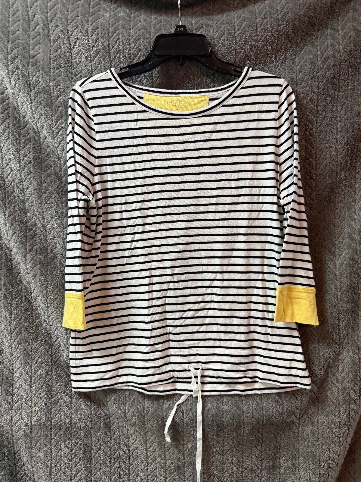 Talbots Medium Striped Long Sleeve Top with Yellow Cuffs