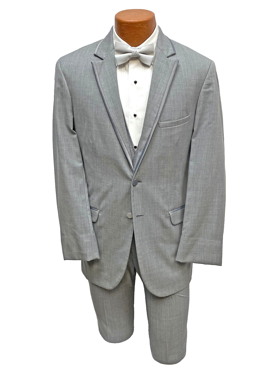 Jean Yves Savoy Men’s Grey Tuxedo Three Piece Suit with Vest Size 38L 32W